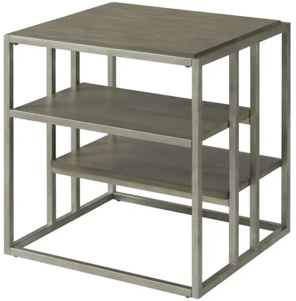 Streamdale Metal Frame Wood Living Room End Table with Shelf