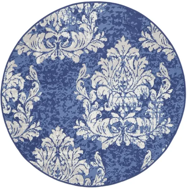 Whimsicle WHS11 Navy/Ivory 5' x Round Rug