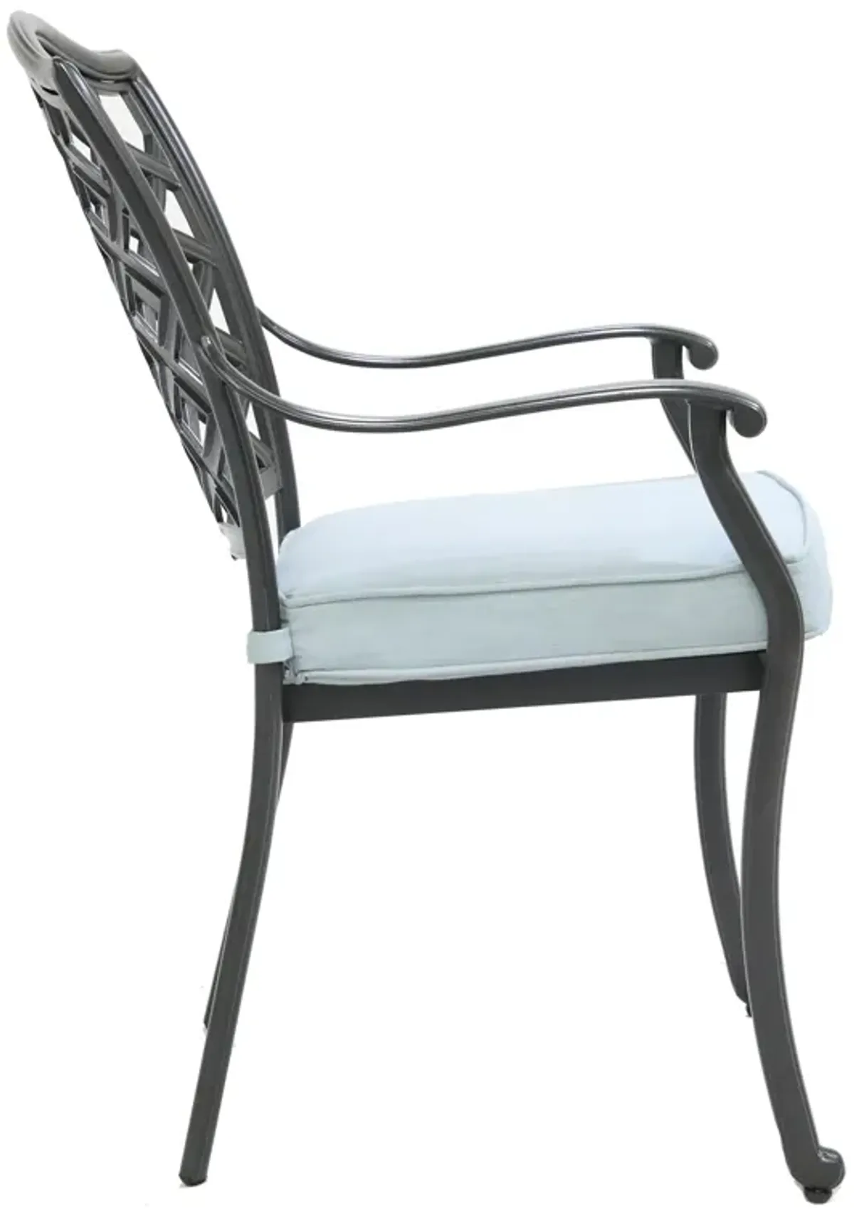 Aluminum Dining Armchair with Light Blue Cushion