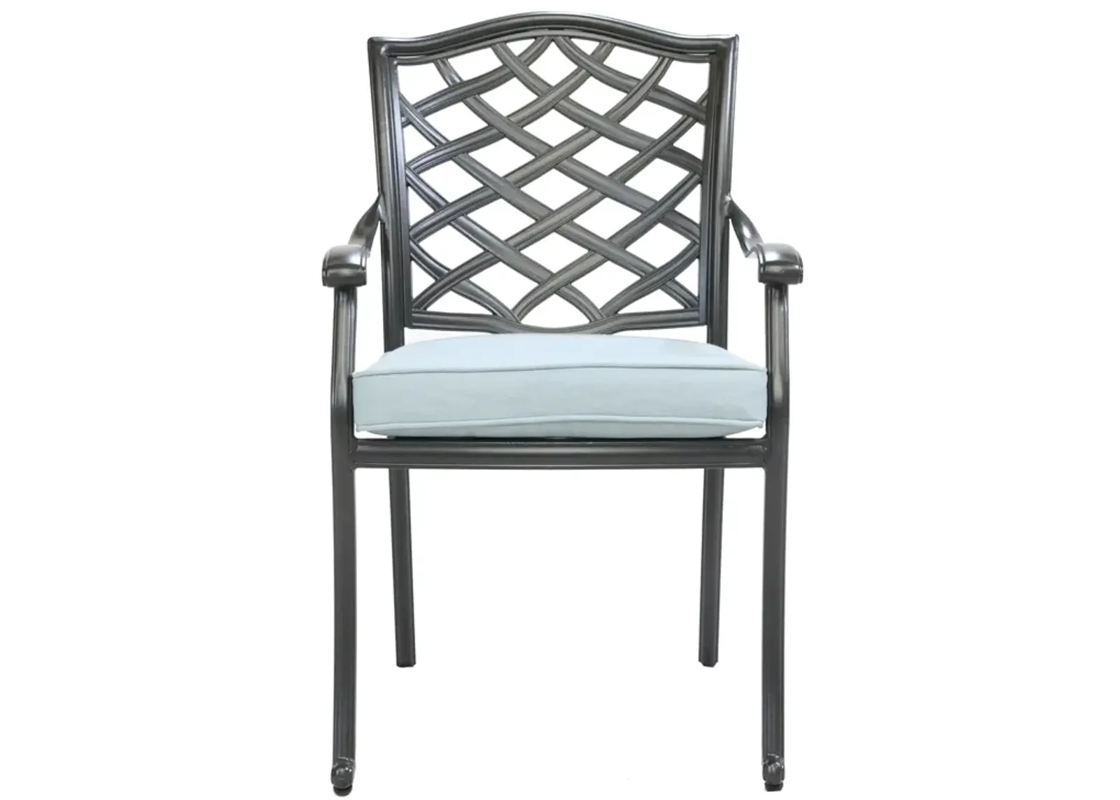 Aluminum Dining Armchair with Light Blue Cushion