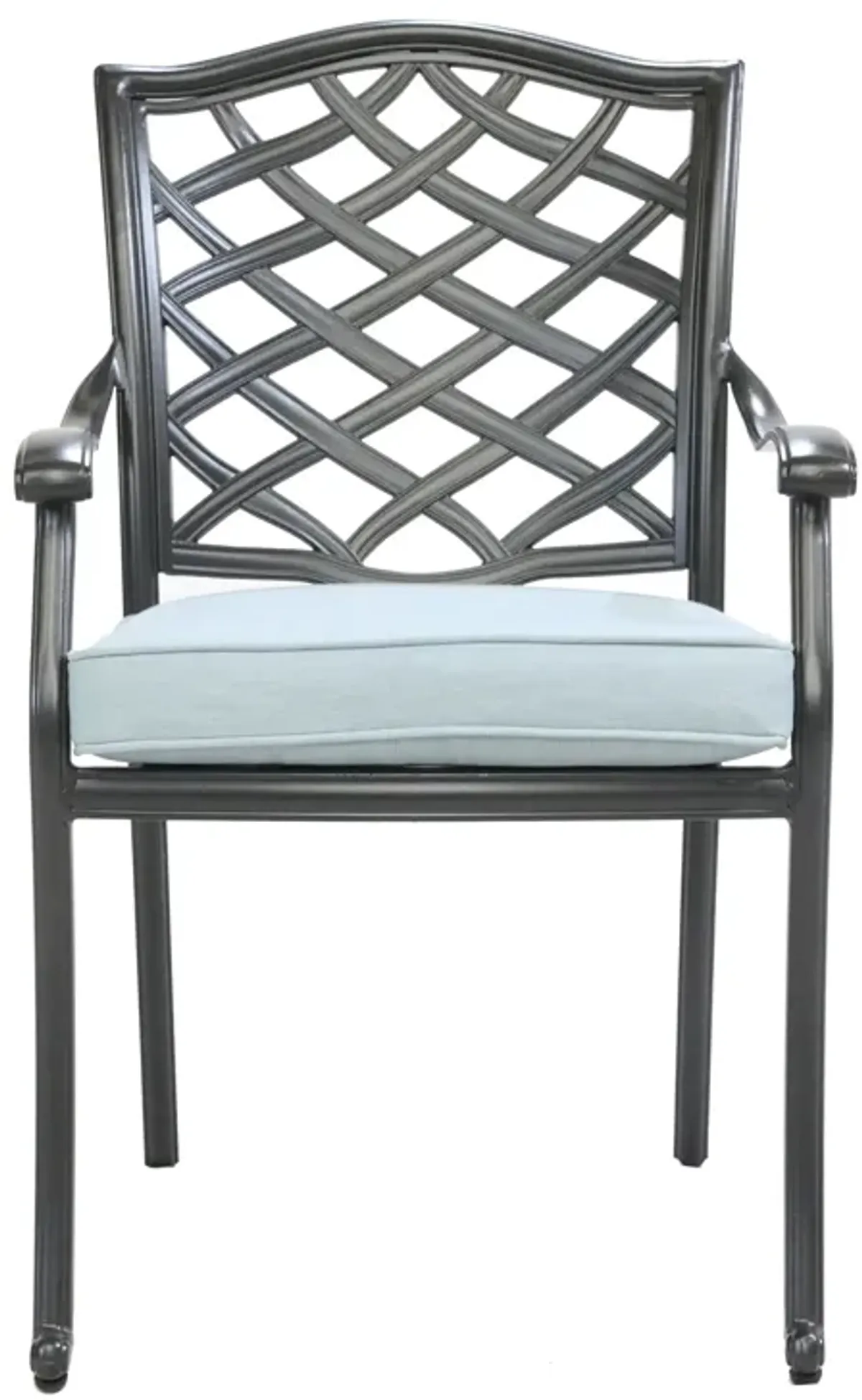 Aluminum Dining Armchair with Light Blue Cushion