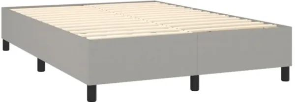 vidaXL Modern Queen Size Box Spring Bed Frame with Light Gray Fabric Upholstery, Engineered Wood, and Plywood Construction