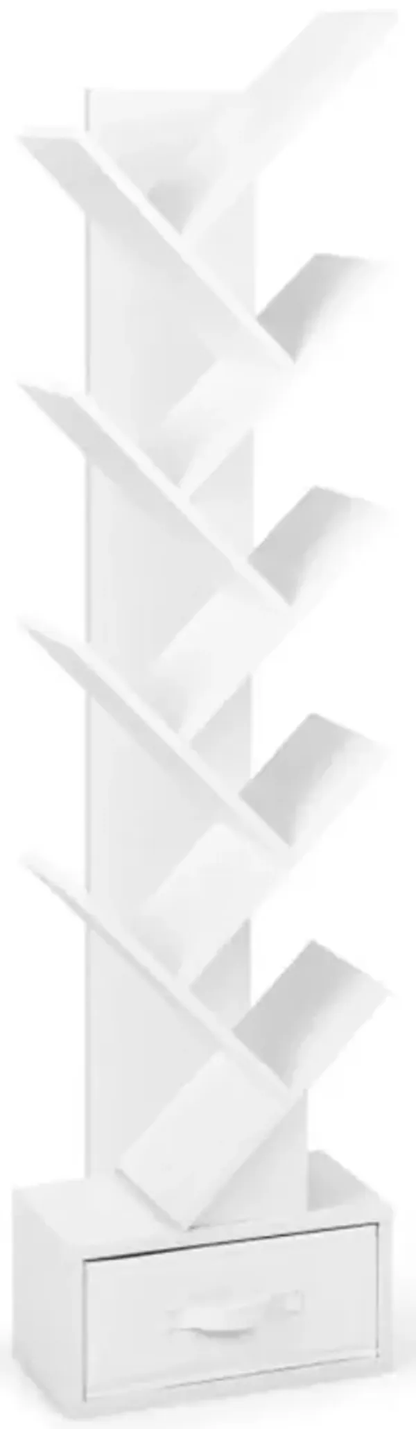 Hivago 10-tier Tree Bookshelf with Drawer Free-standing Storage Bookcase