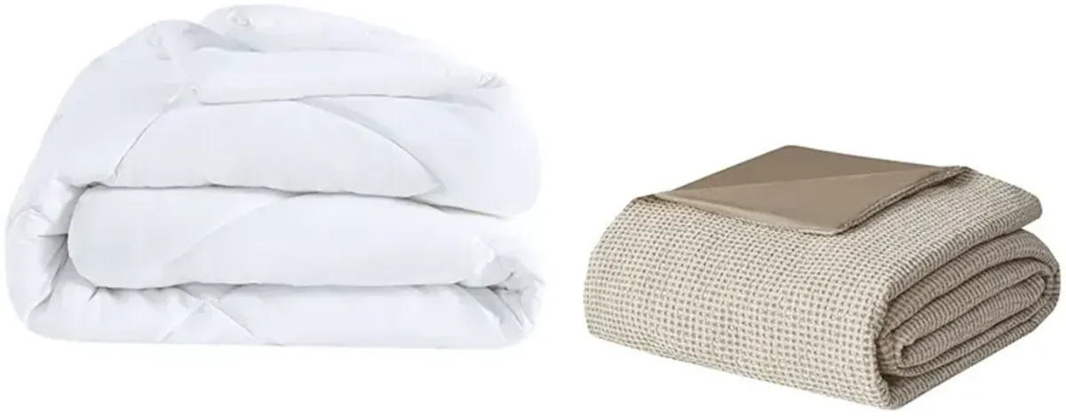 Gracie Mills Miranda 4 Piece Solid Cotton and Rayon from Bamboo Waffle Weave Comforter Cover Set with Removable Insert