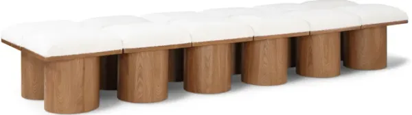 Meridian Furniture Pavilion Cream Boucle Fabric Bench