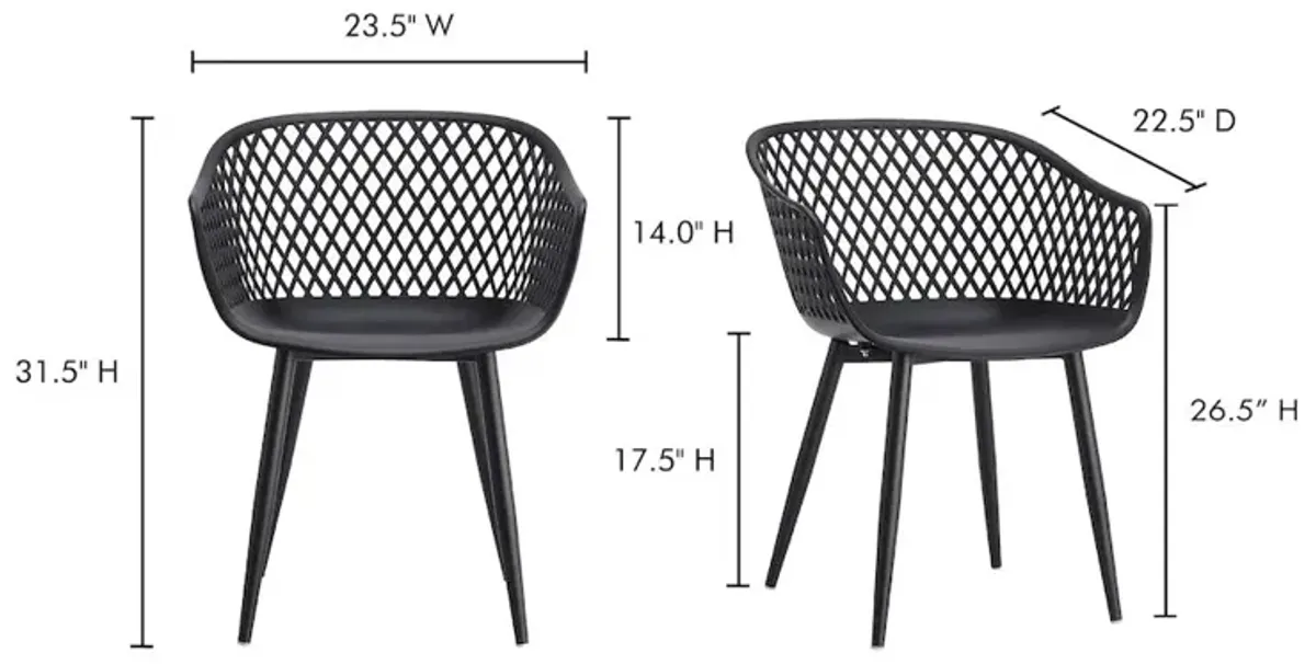 Moe's Home Collection Piazza Outdoor Chair Black-Set Of Two