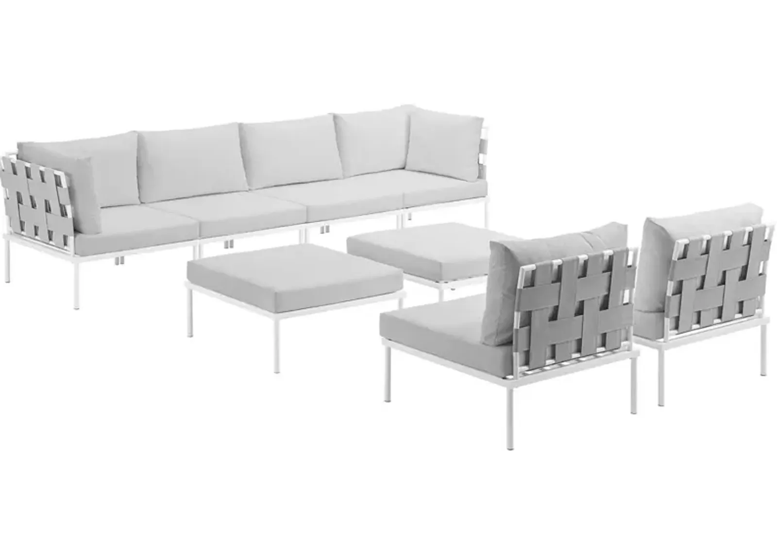 Harmony 8 Piece Outdoor Patio Aluminum Sectional Sofa Set - White White