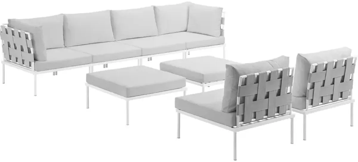 Harmony 8 Piece Outdoor Patio Aluminum Sectional Sofa Set - White White