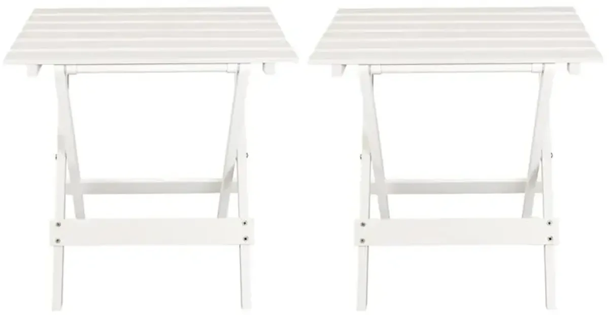 Portable Solid Wood Folding Side Table 2-Piece Set - White