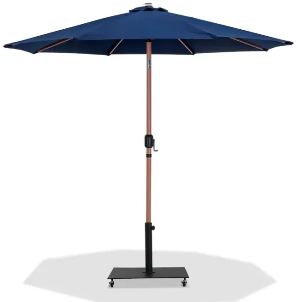 Meridian Furniture Fiji Navy Fabric / Matte Black Aluminum Patio Umbrella with Base Sets