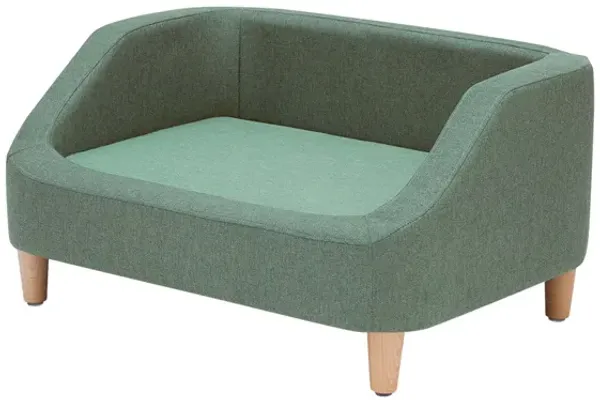 Teamson Pets Bennett Linen 29'' L x 21'' W Pet Sofa with Wood Style Foot & Washable Cover, Sea Green