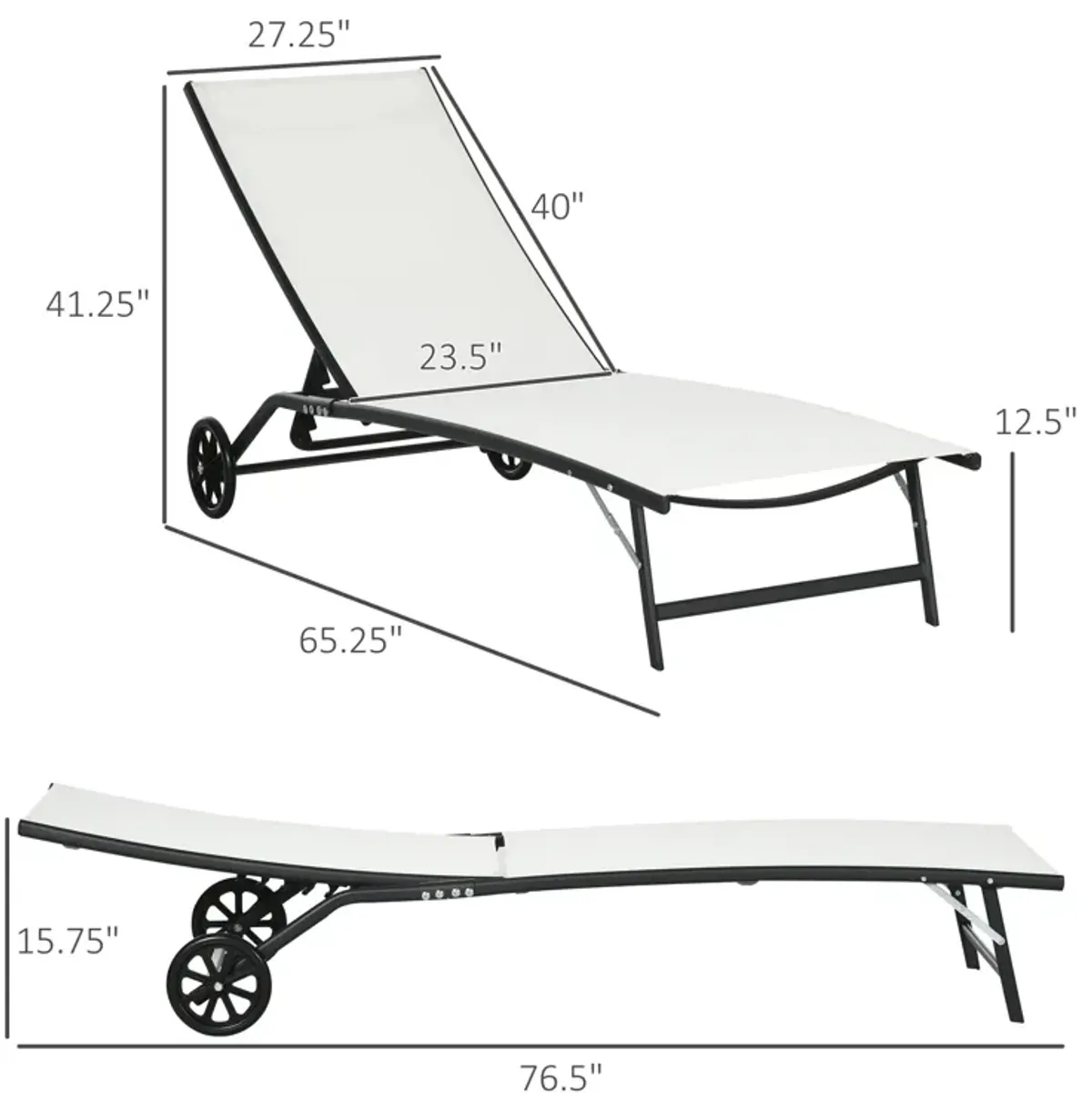 Outdoor Relaxation Set: 2-Piece Patio Chaise Lounge with Adjustable Backrest