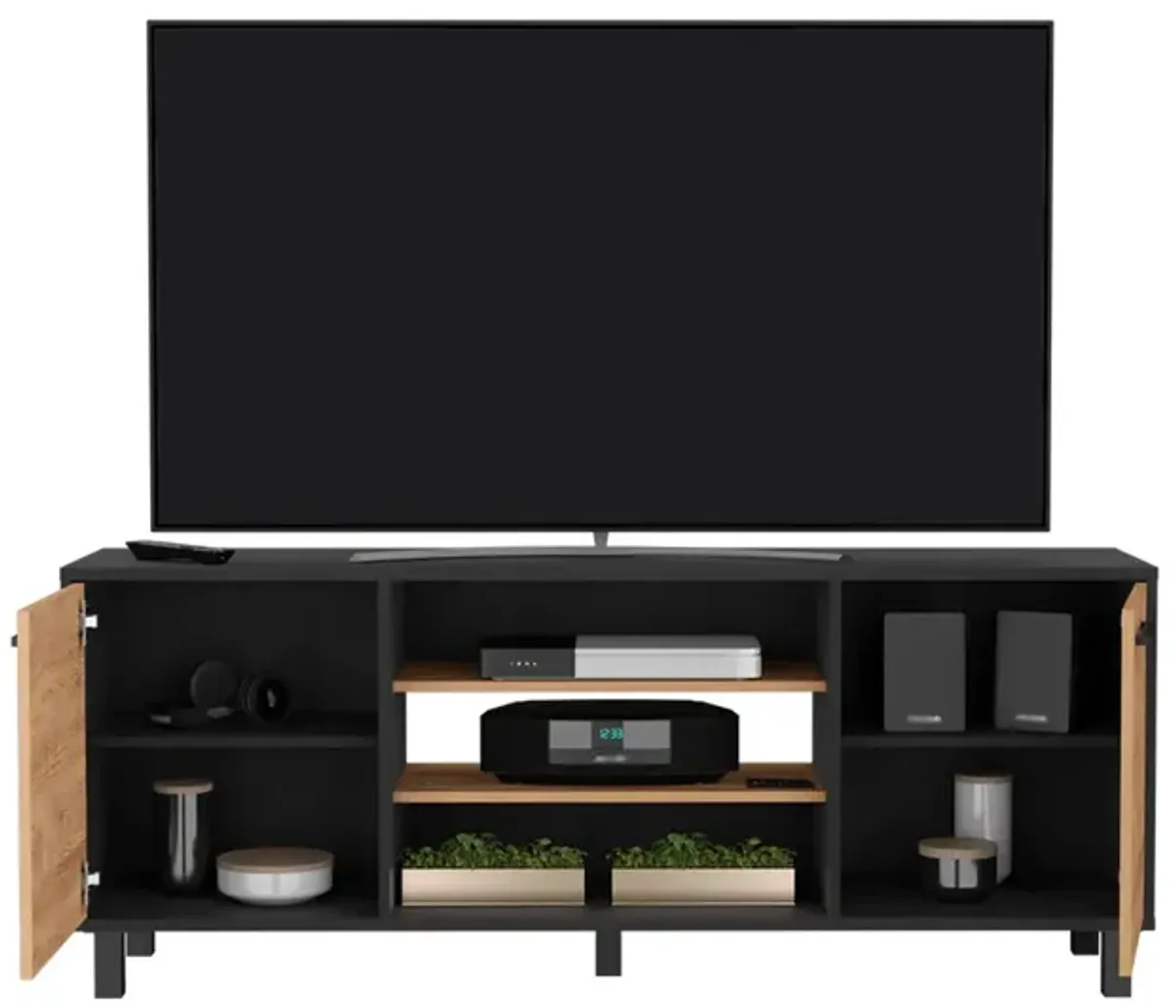 Tv Stand For Tv´S Up 55" Washington, Living Room, Black / Pine