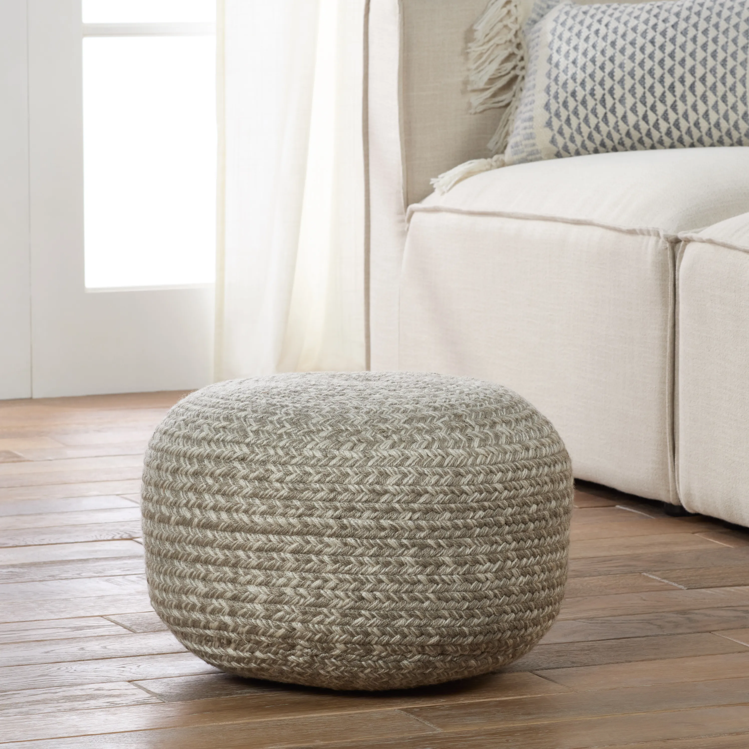 Saba Solar Pouf in Flint Gray