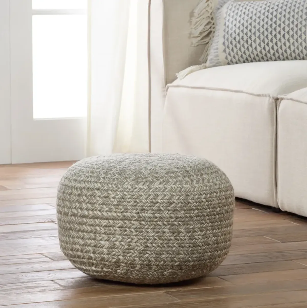 Saba Solar Pouf in Flint Gray