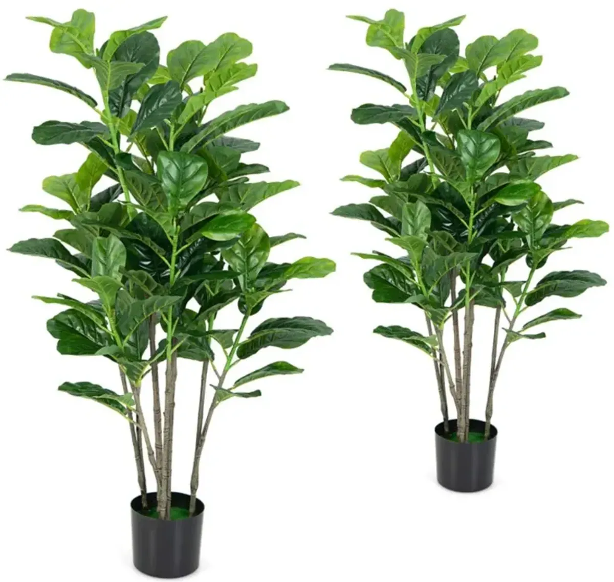 Hivvago 2-Pack Artificial Fiddle Leaf Fig Tree for Indoor and Outdoor