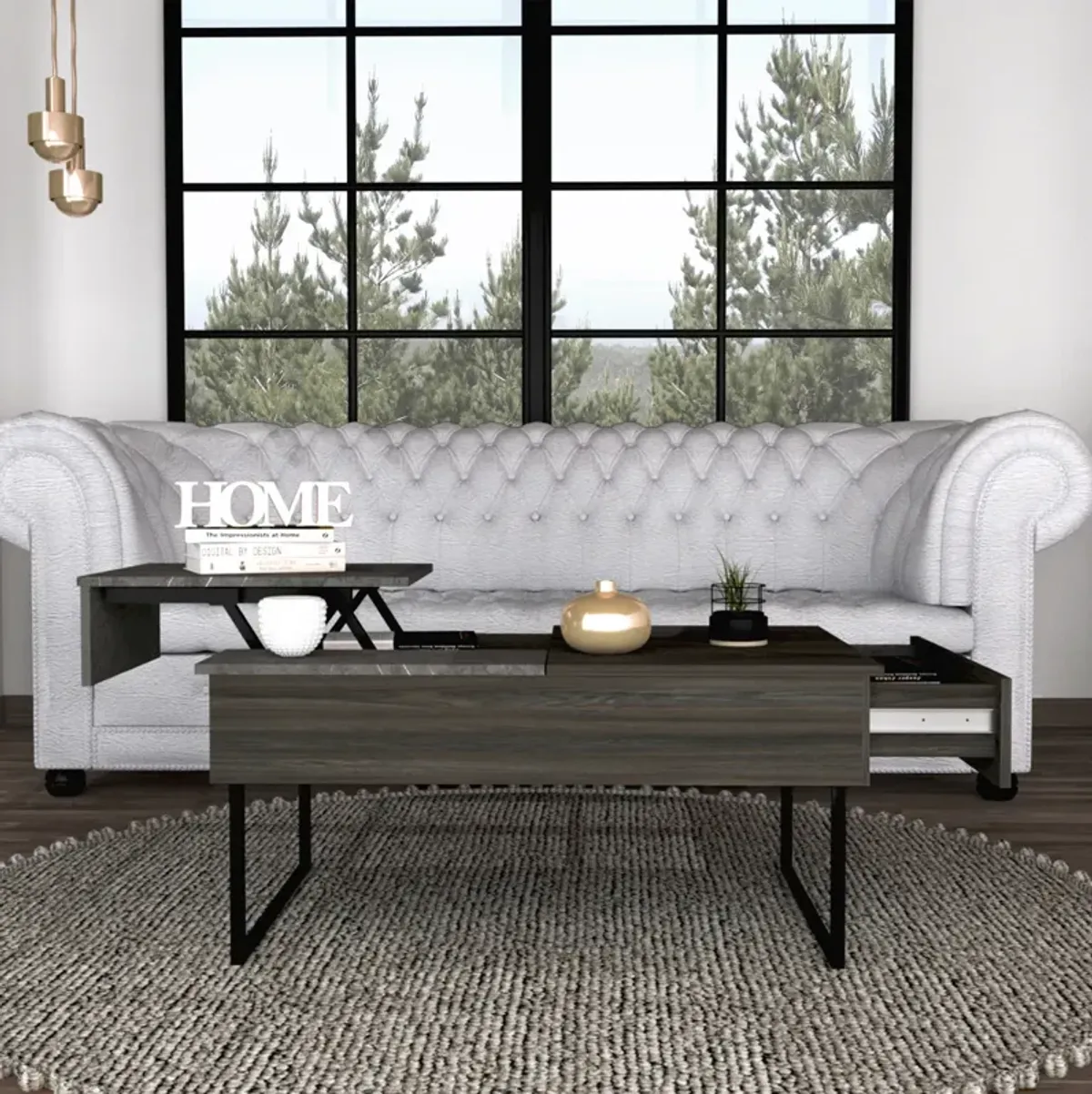 Westover Rectangle Lift Top Coffee Table Carbon Espresso And Onyx