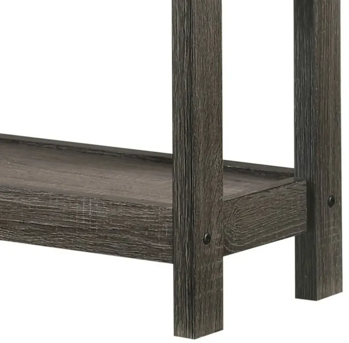 Nightstand with 1 Wooden Drawer and Grain Details, Gray-Benzara