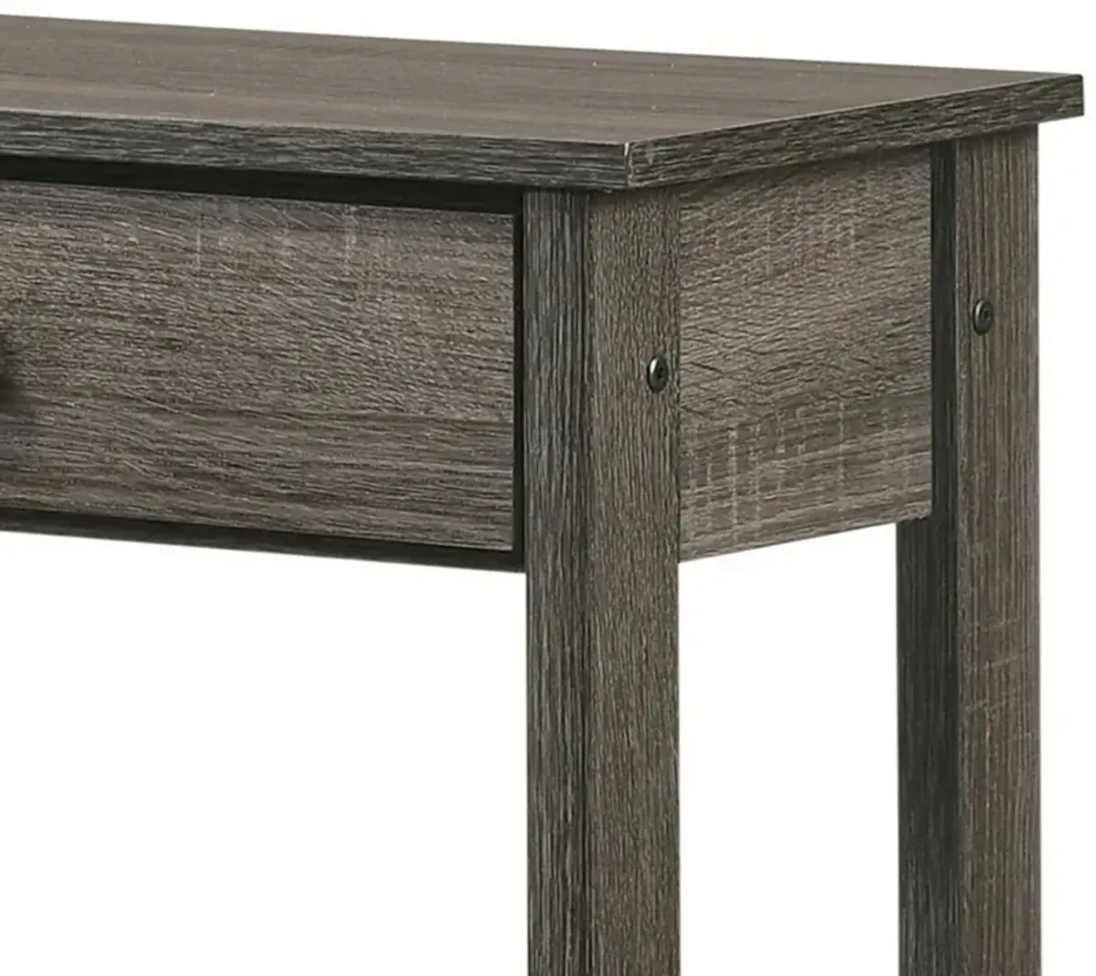 Nightstand with 1 Wooden Drawer and Grain Details, Gray-Benzara