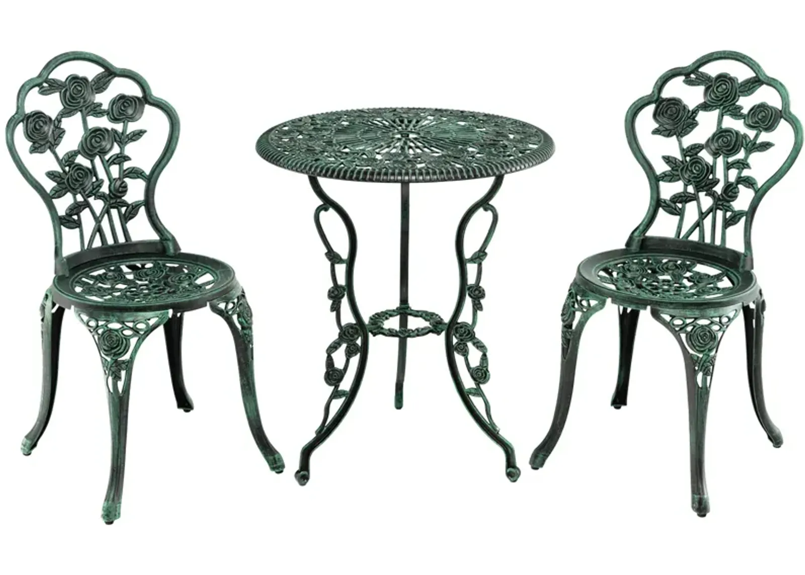 Outdoor Cast Aluminum Patio Furniture Set with Rose Design