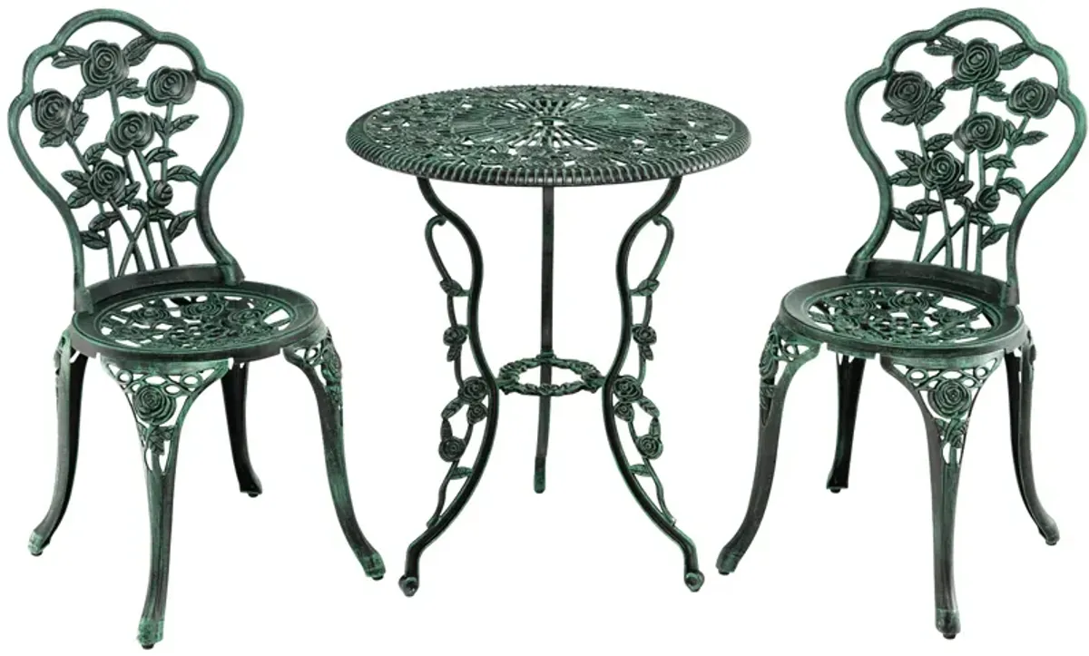 Outdoor Cast Aluminum Patio Furniture Set with Rose Design