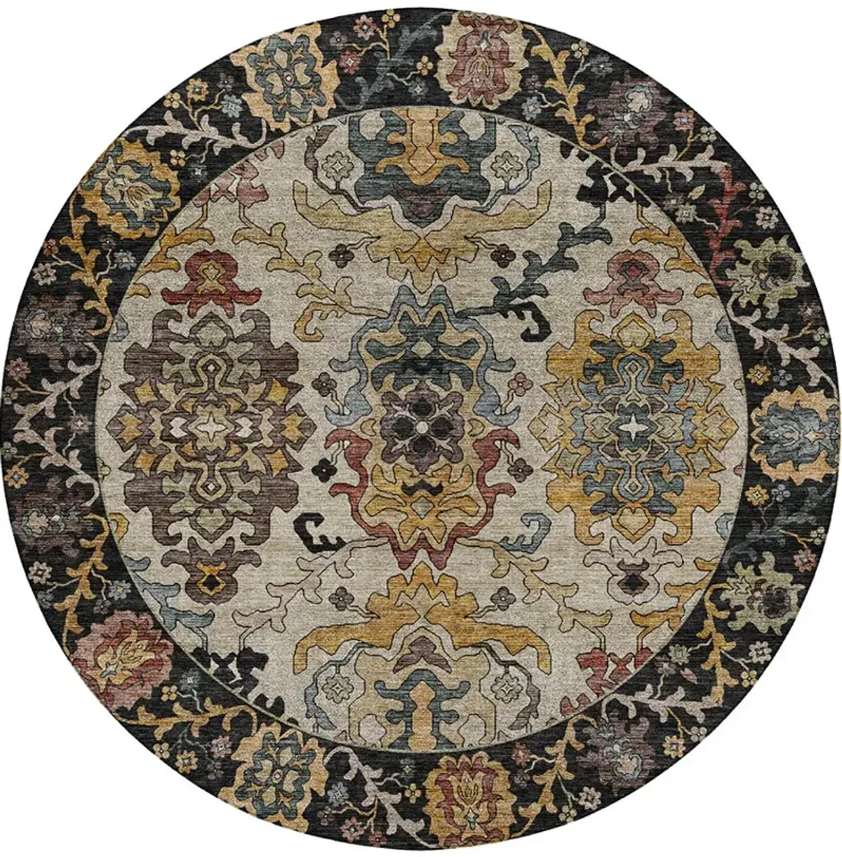 Silk Road SR5 Black 8' Round Rug