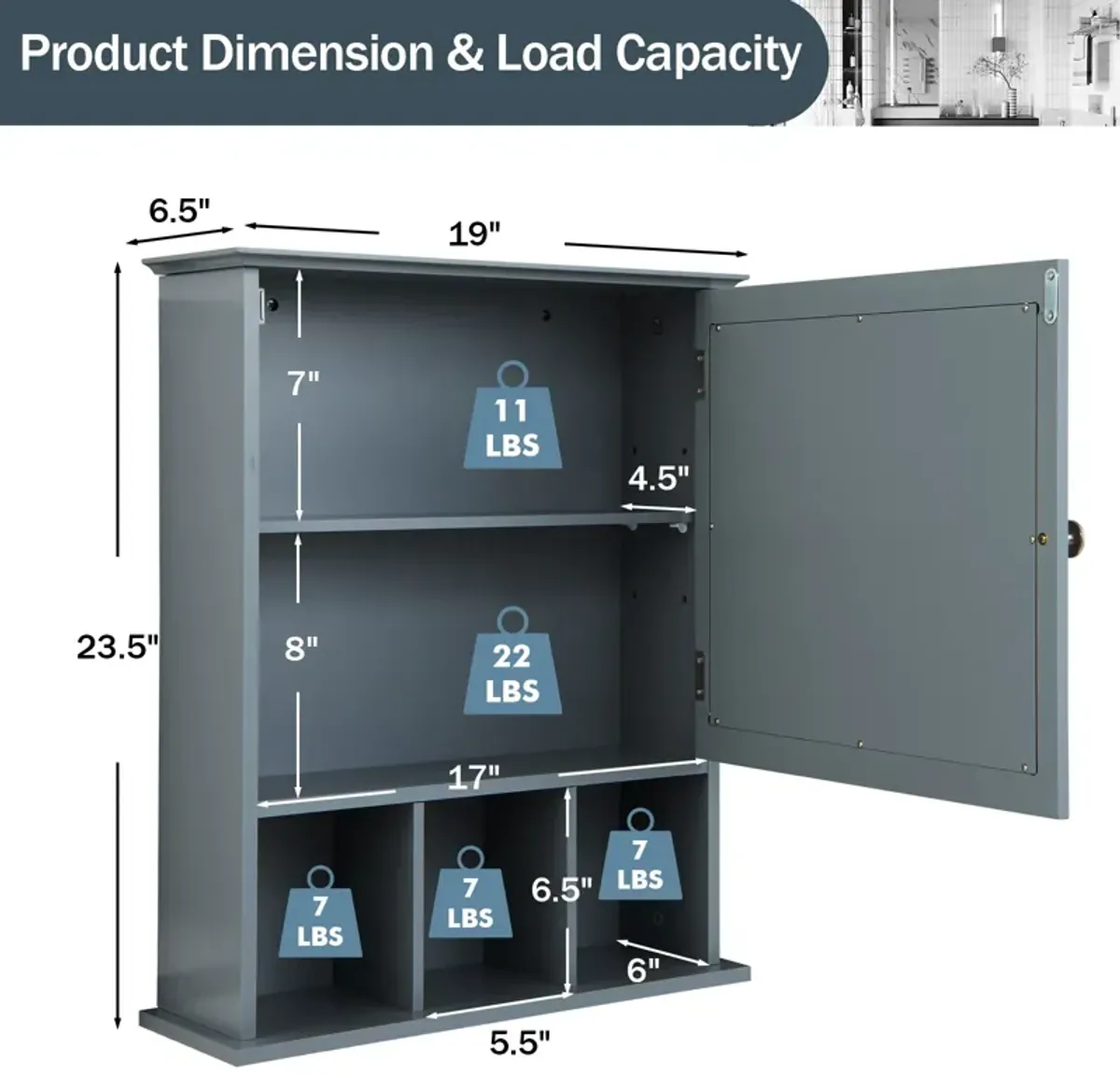 Wall Mounted and Mirrored Bathroom Cabinet