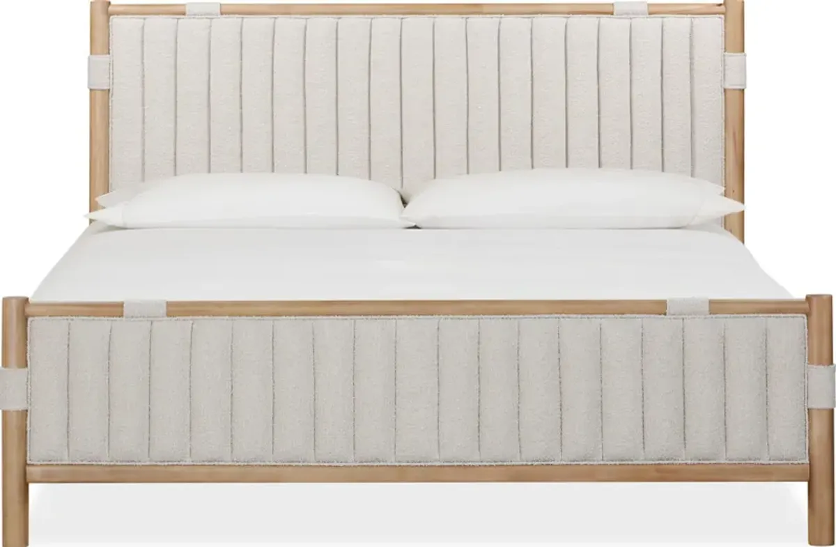 Furano California King-size Upholstered Panel Bed in Ginger and Brun Boucle