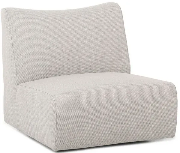 Aven Outdoor Accent Chair with Swivel Motion, Light Gray Olefin, Iron - Benzara