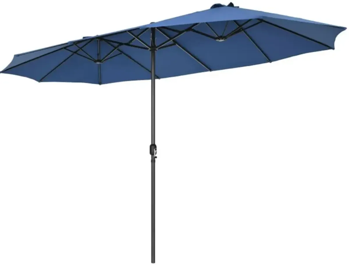 Hivvago 15 Feet Patio Double-Sided Umbrella with Hand-Crank System