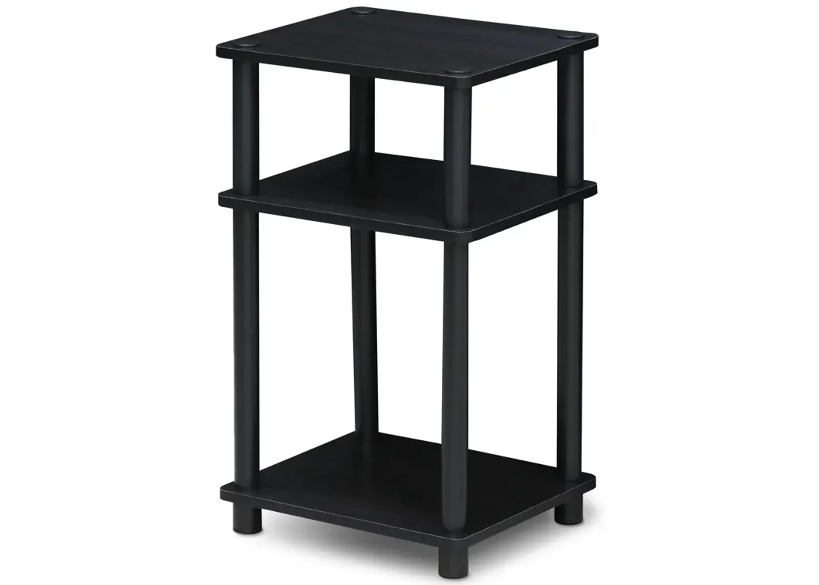 Furinno Just 3-Tier Turn-N-Tube End Table / Side Table / Night Stand / Bedside Table with Plastic Poles, 1-Pack, Americano/Black