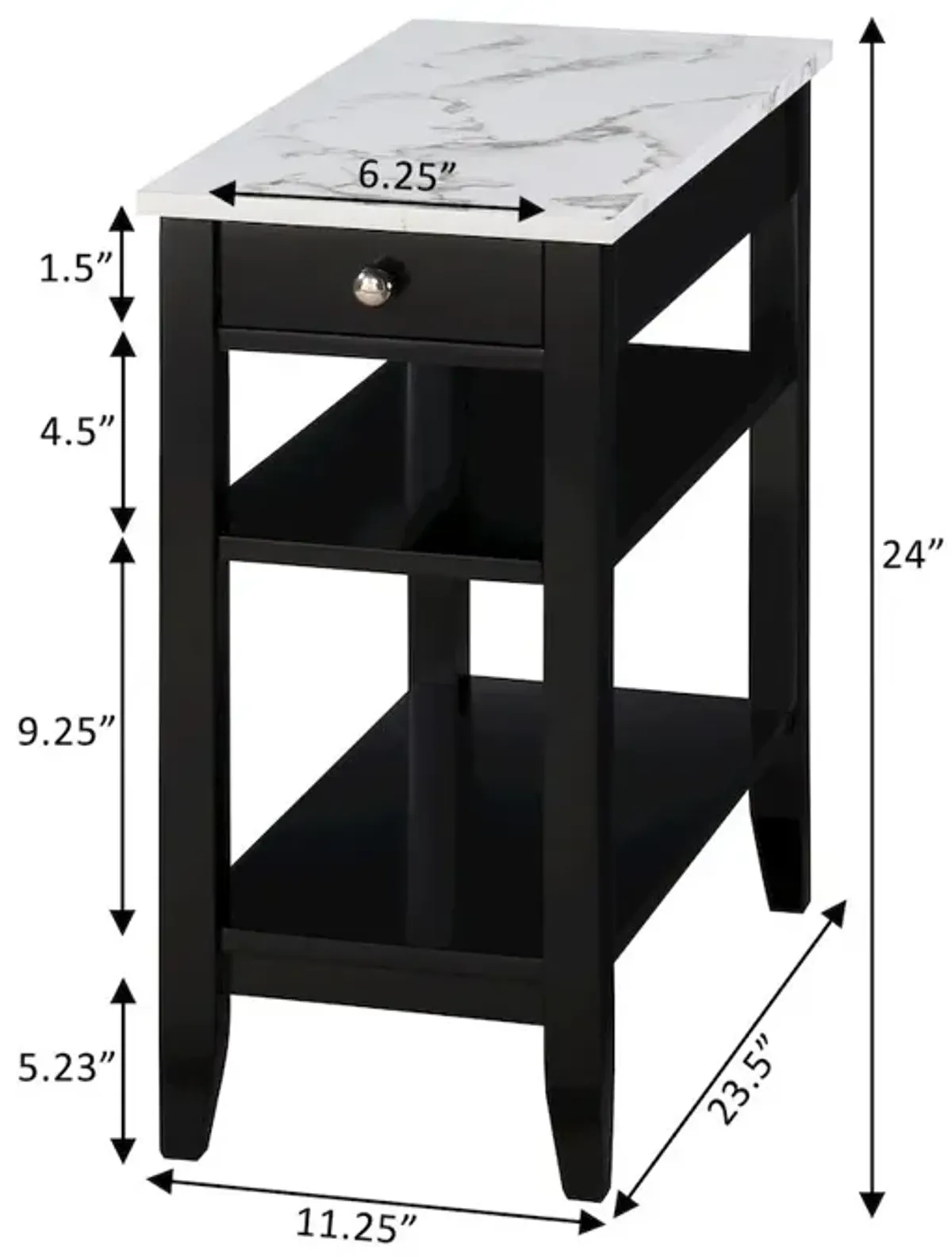 Convenience Concepts American Heritage 1 Drawer Chairside End Table with Shelves