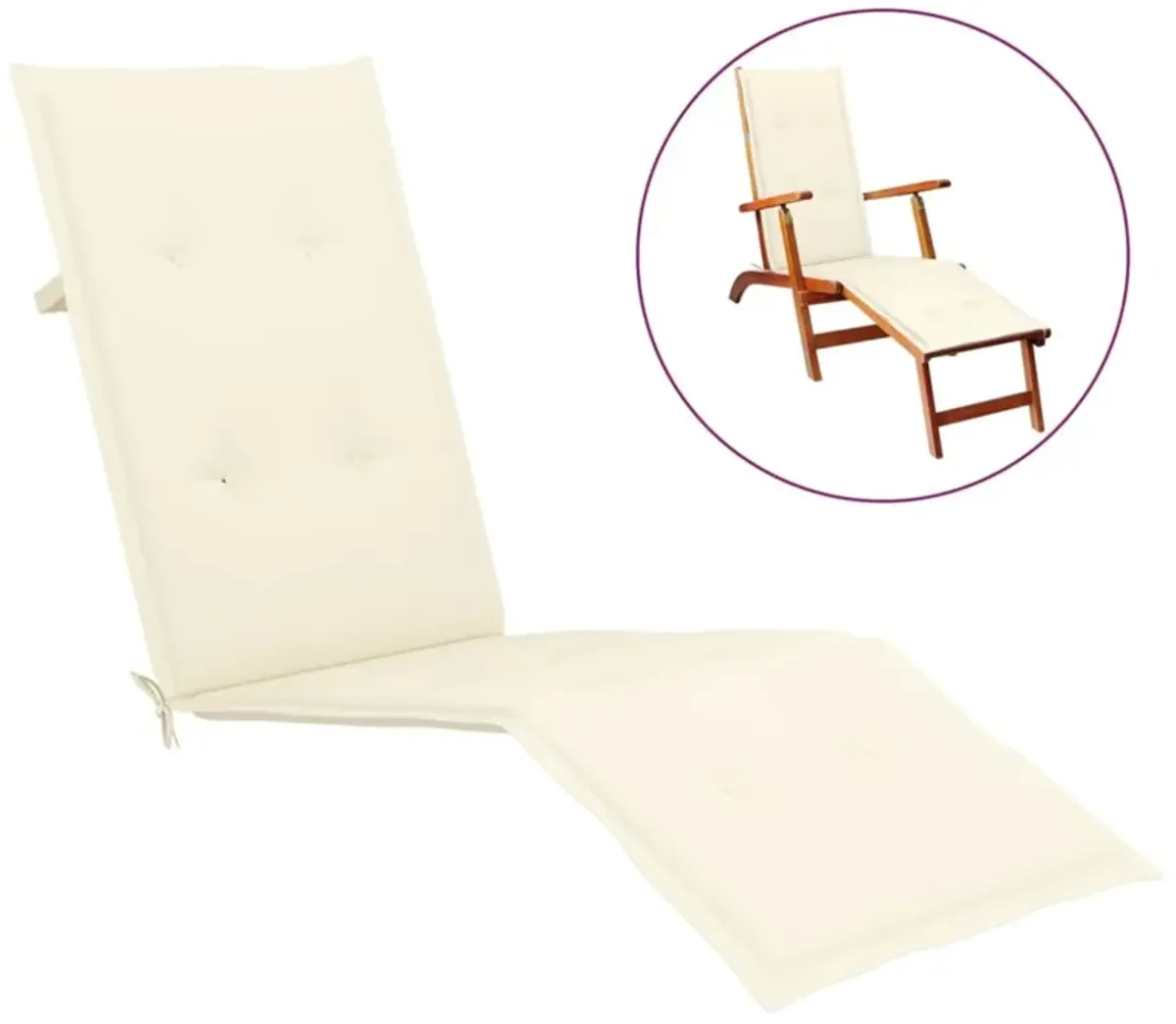 vidaXL Deck Chair Cushion Cream (29.5"+41.3")x19.7"x1.6"