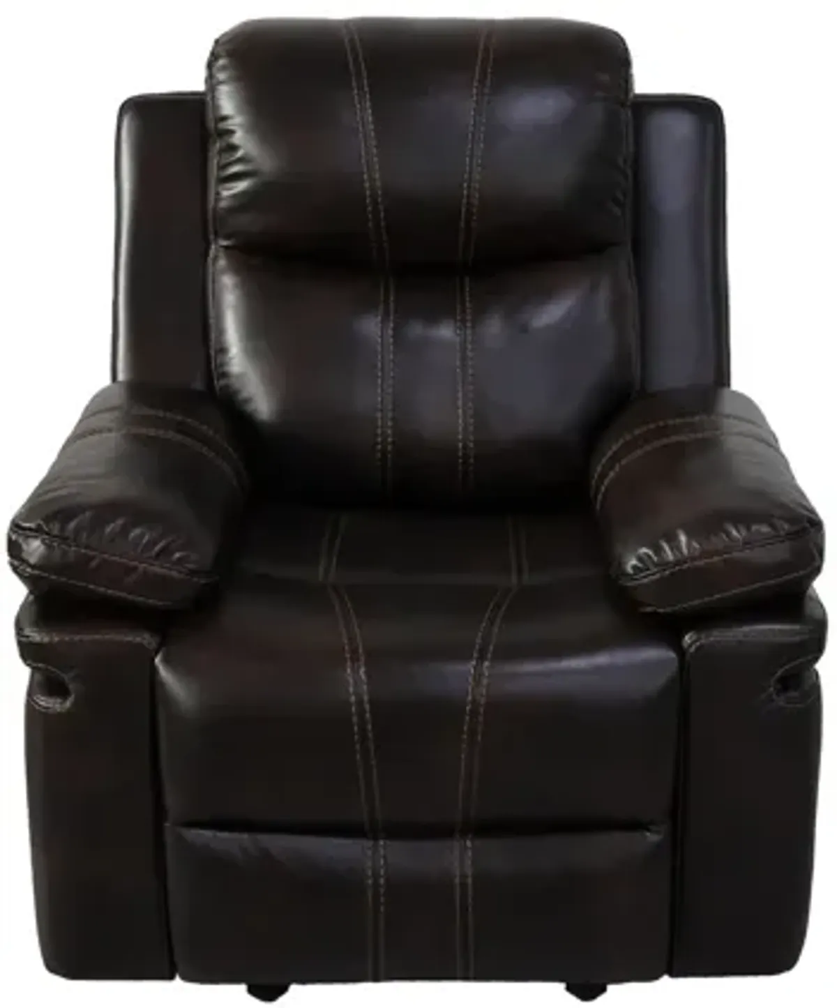 Linden 37 Inch Power Glider Recliner Chair, Plush Brown Faux Leather - Benzara