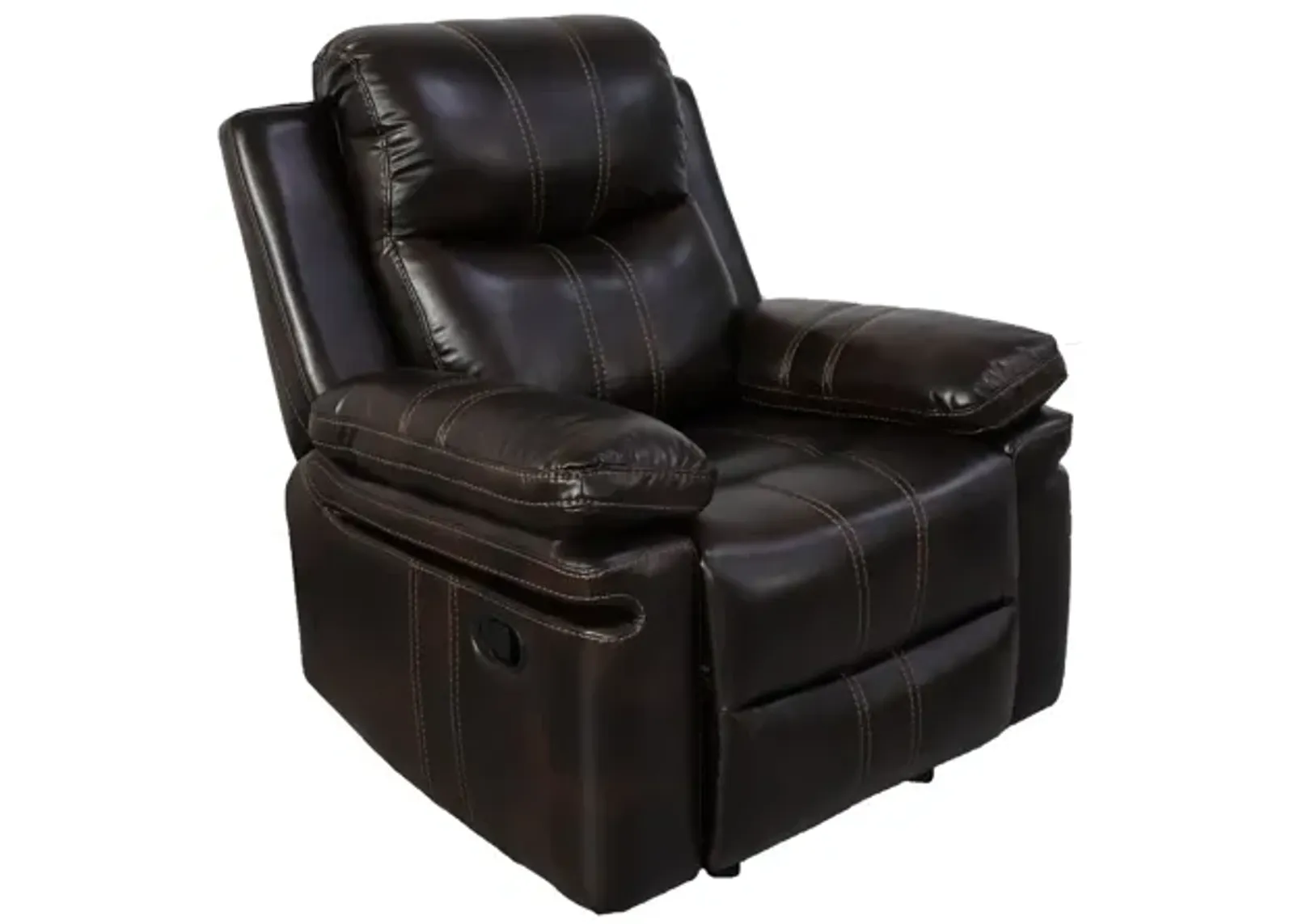 Linden 37 Inch Power Glider Recliner Chair, Plush Brown Faux Leather - Benzara