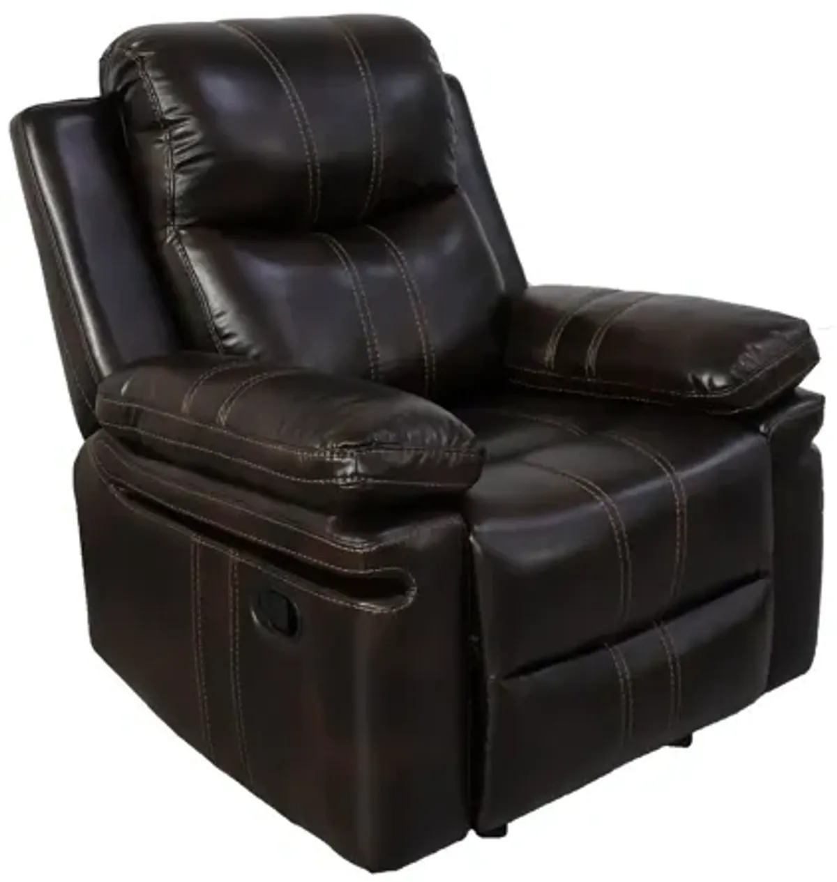 Linden 37 Inch Power Glider Recliner Chair, Plush Brown Faux Leather - Benzara