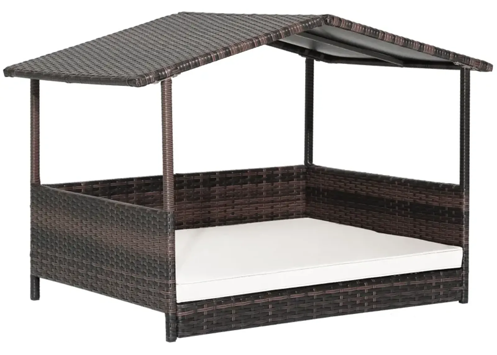 Outdoor Wicker Dog House with Weatherproof Roof