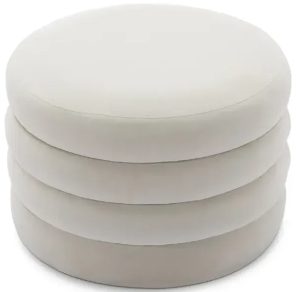 Streamdale Velvet Round Ottoman with Wooden Shelves