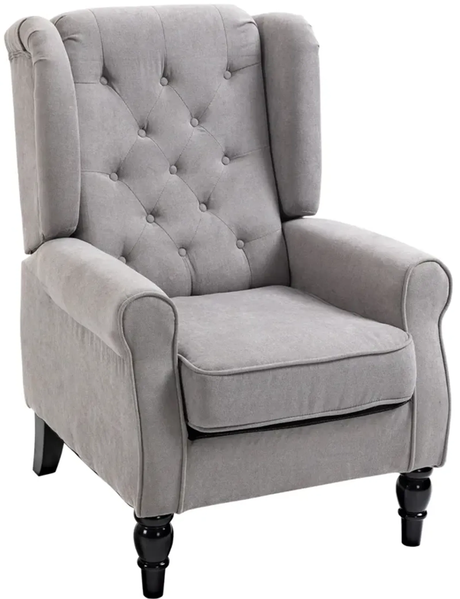 Gray Club Sophistication: Fabric Tufted Accent Chair with Wooden Legs