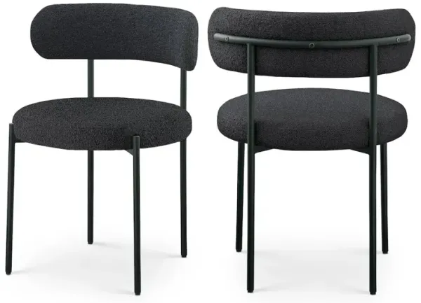 Meridian Furniture Beacon Black Boucle Fabric Dining Chair, Set of 2