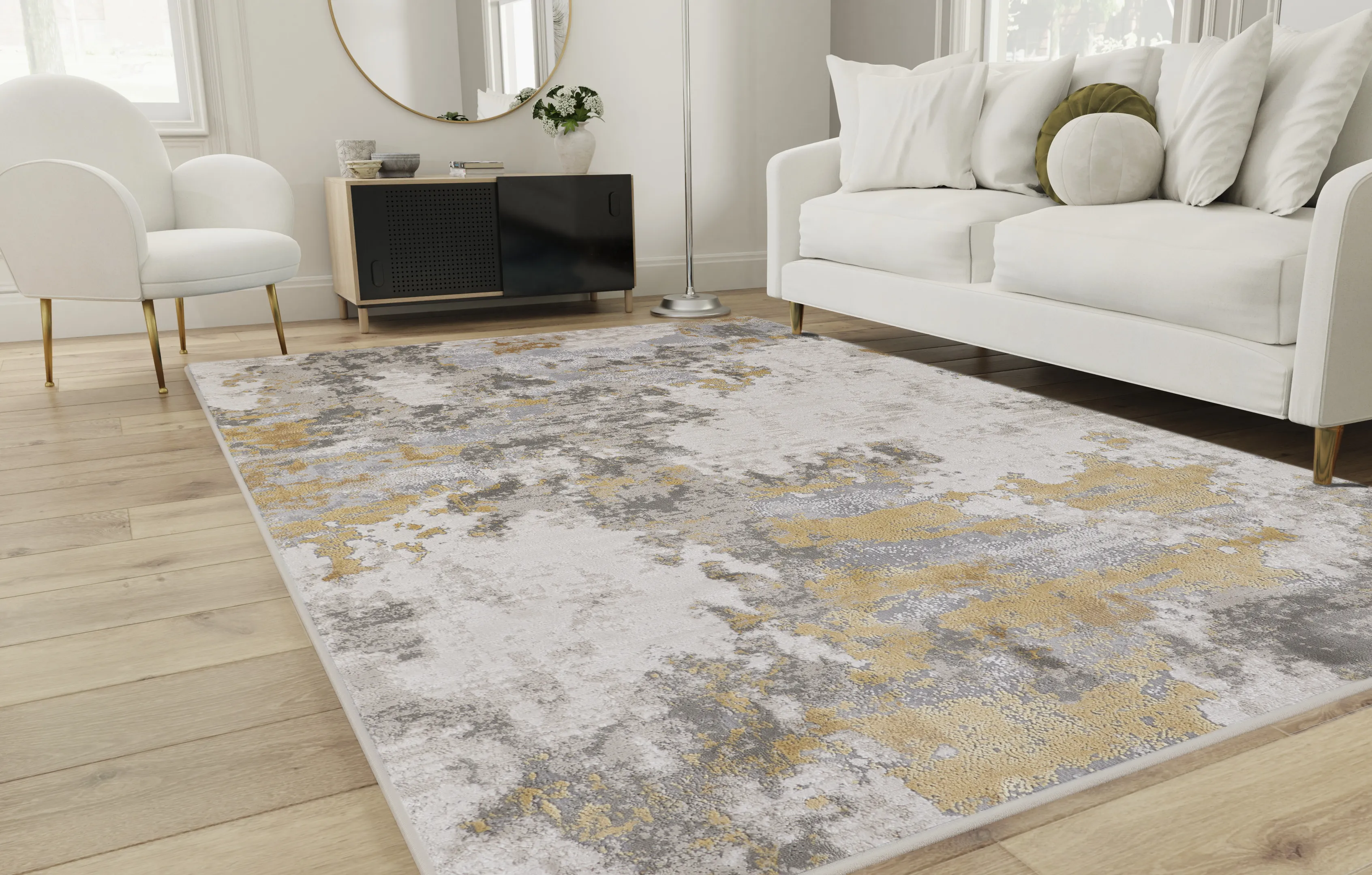 Waldor 3970F Ivory/Gold/Gray 2'10" x 7'10" Rug