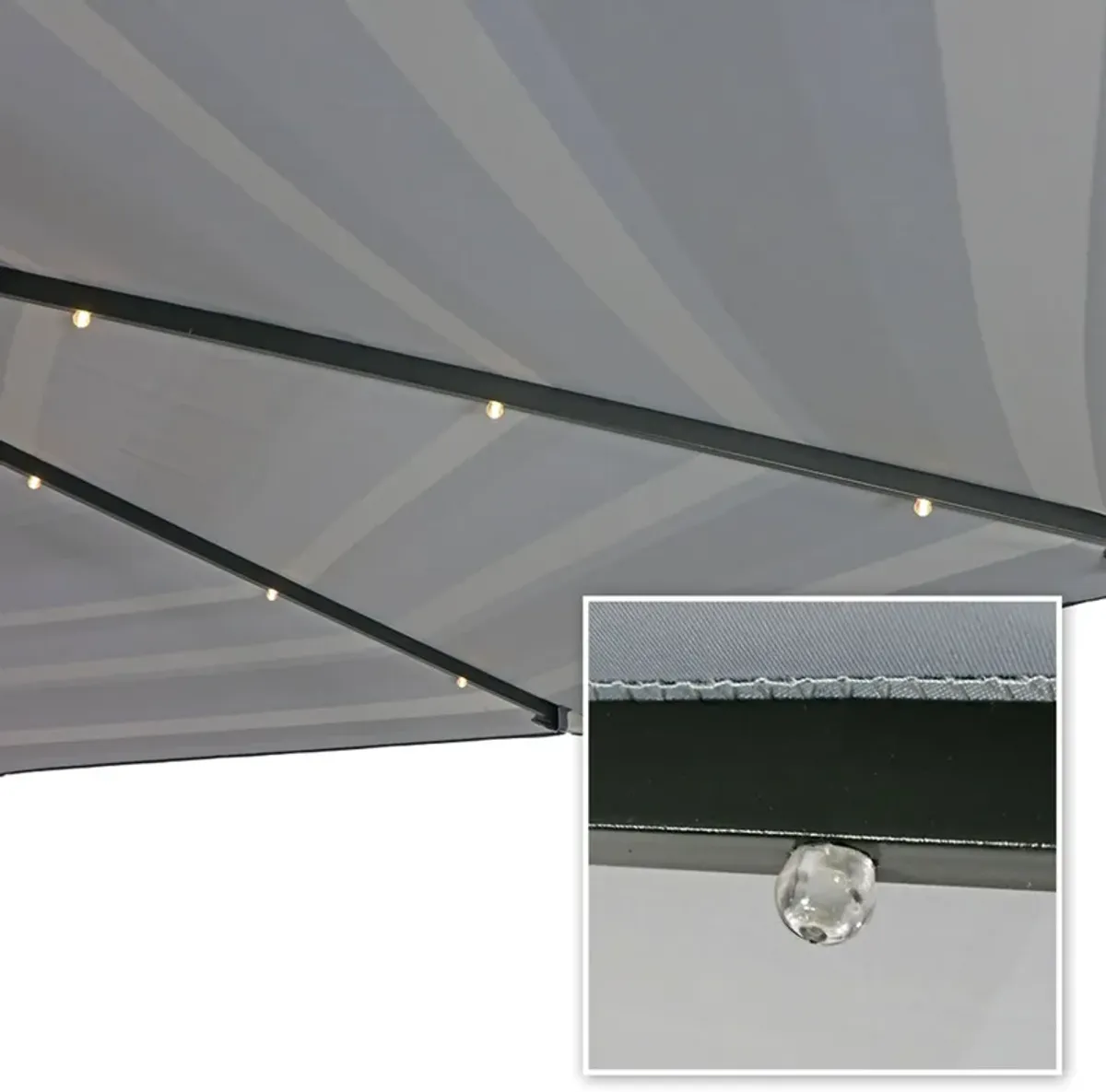 Sunnydaze 9 ft Solar Patio Umbrella with Lights, Tilt, and Crank