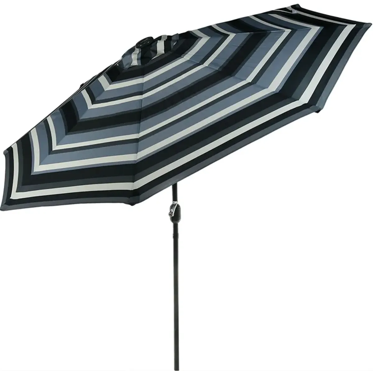 Sunnydaze 9 ft Solar Patio Umbrella with Lights, Tilt, and Crank