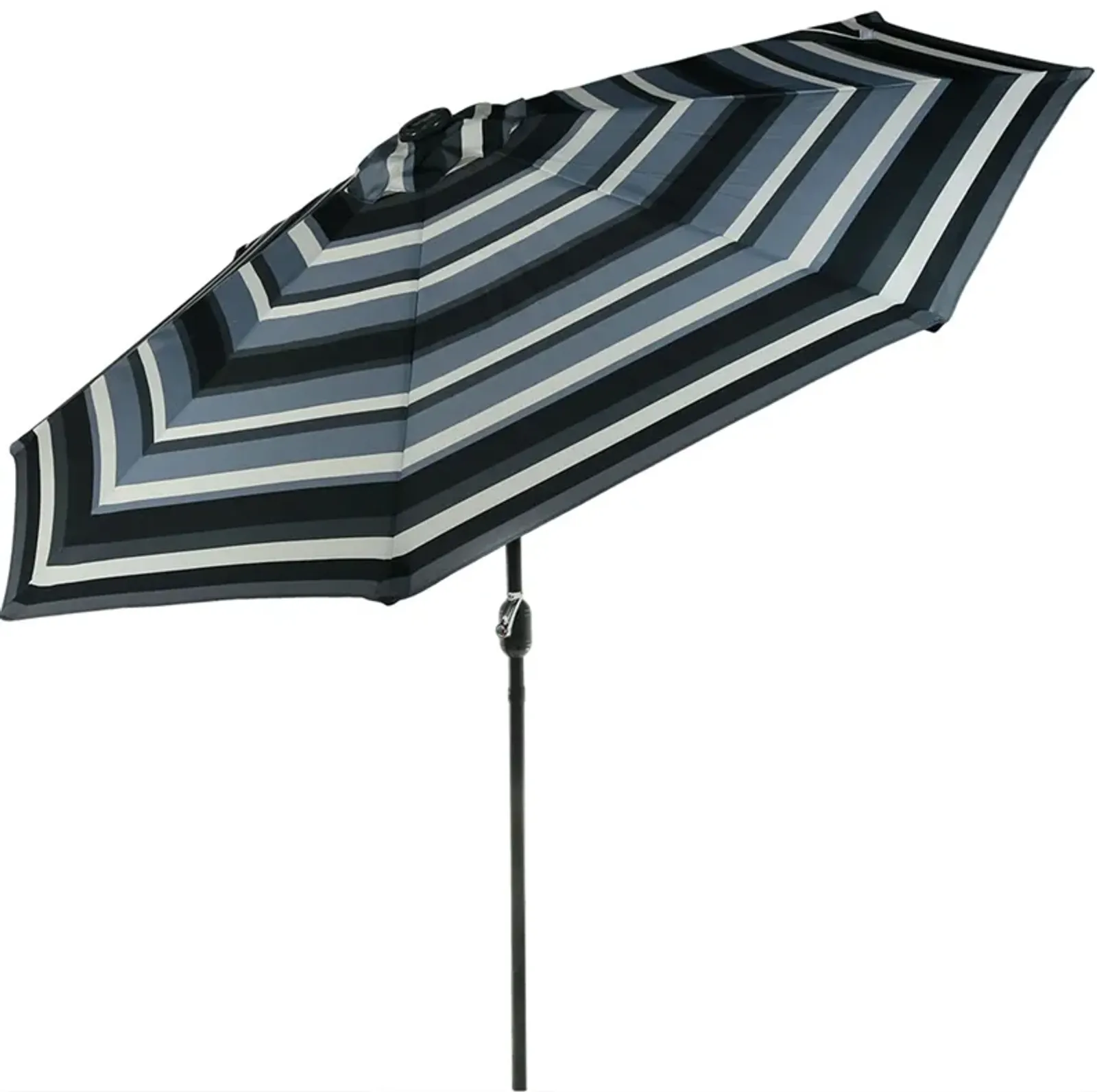 Sunnydaze 9 ft Solar Patio Umbrella with Lights, Tilt, and Crank