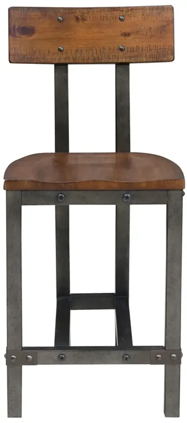 Streamdale 2 Piece Set Rustic Brown & Gunmetal Counter Chairs