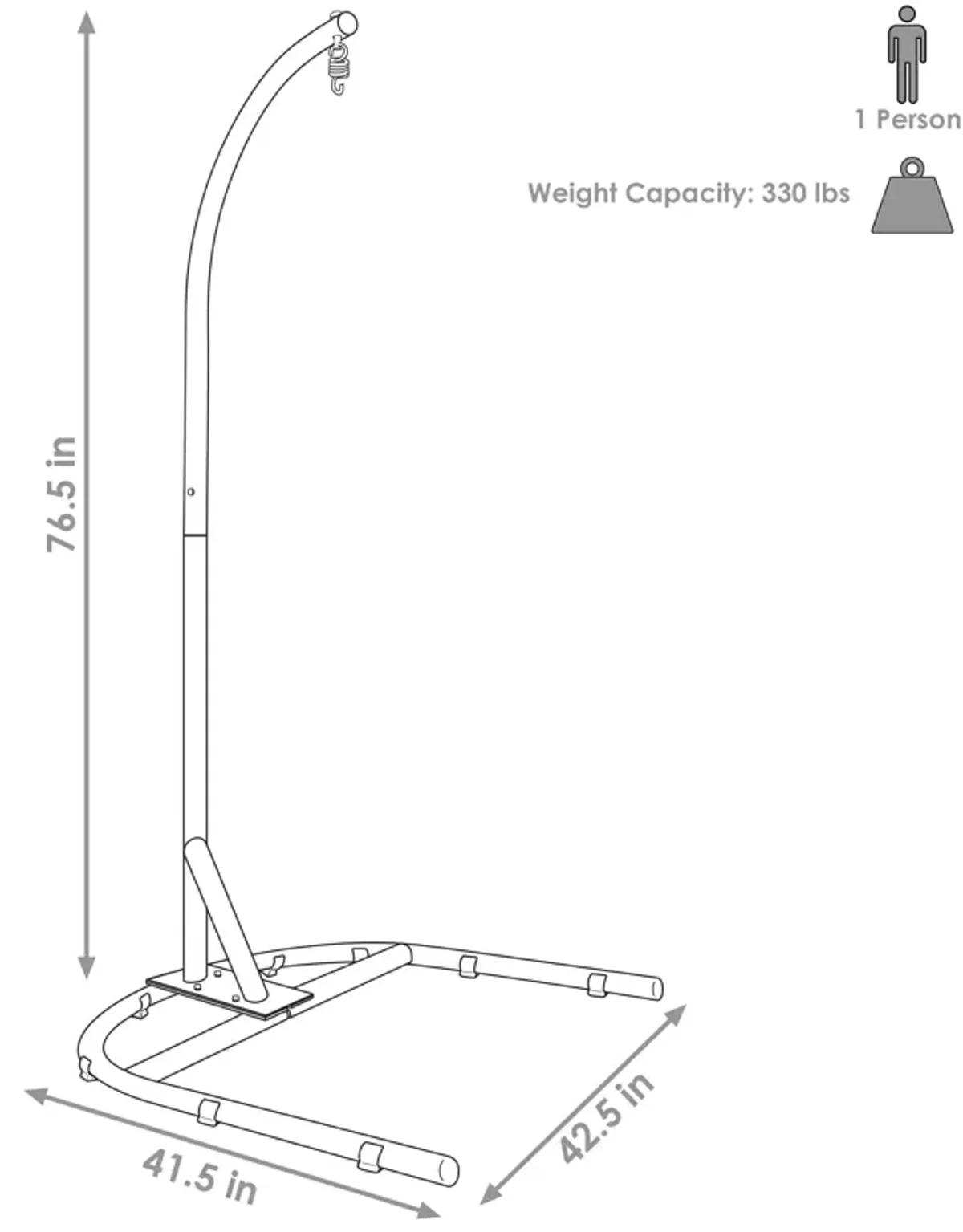 Sunnydaze U-Base Powder-Coated Steel Hanging Chair Stand - Black - 76 in