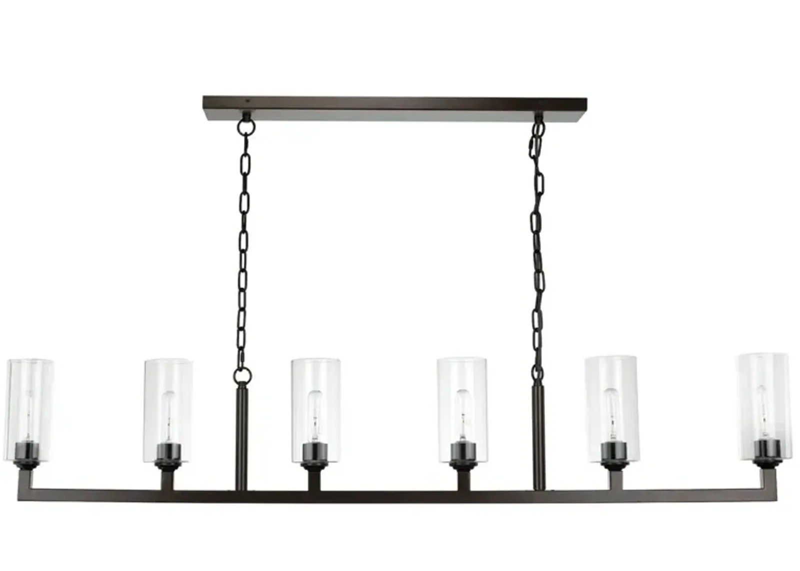 Linear 6 Light Steel Chandelier- Bronze