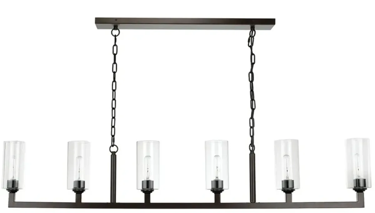 Linear 6 Light Steel Chandelier- Bronze