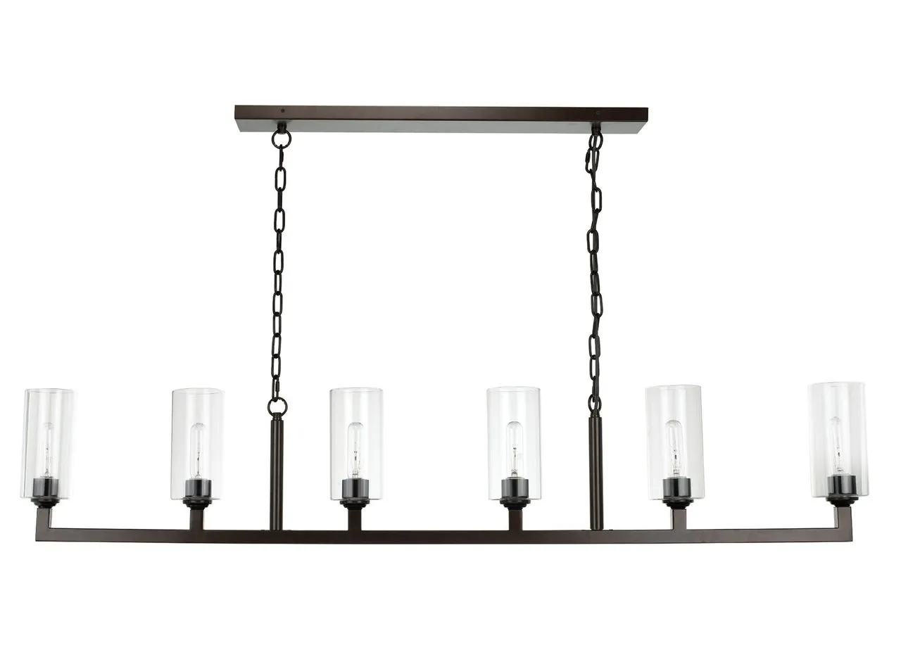 Linear 6 Light Steel Chandelier- Bronze