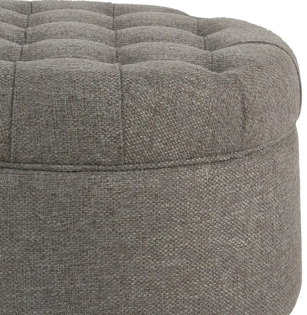 Fabric Upholstered Wooden Ottoman with Tufted Lift Off Lid Storage, Dark Gray - Benzara